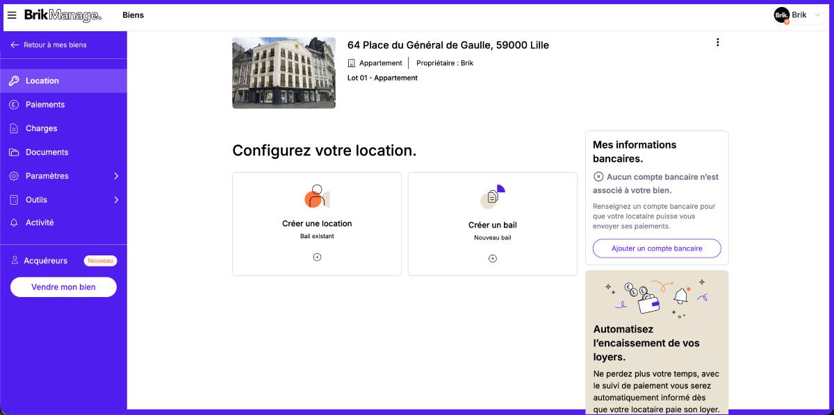Outil - Gestion d'un bien